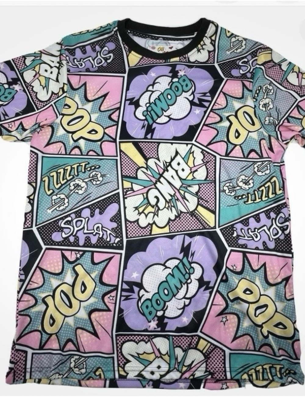 Men's Short Sleeve Comic-Print Tee in Pastel Multi